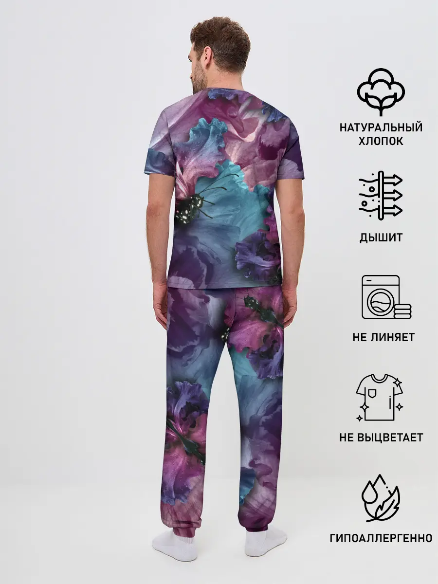 Мужская пижама с брюками / Цветы