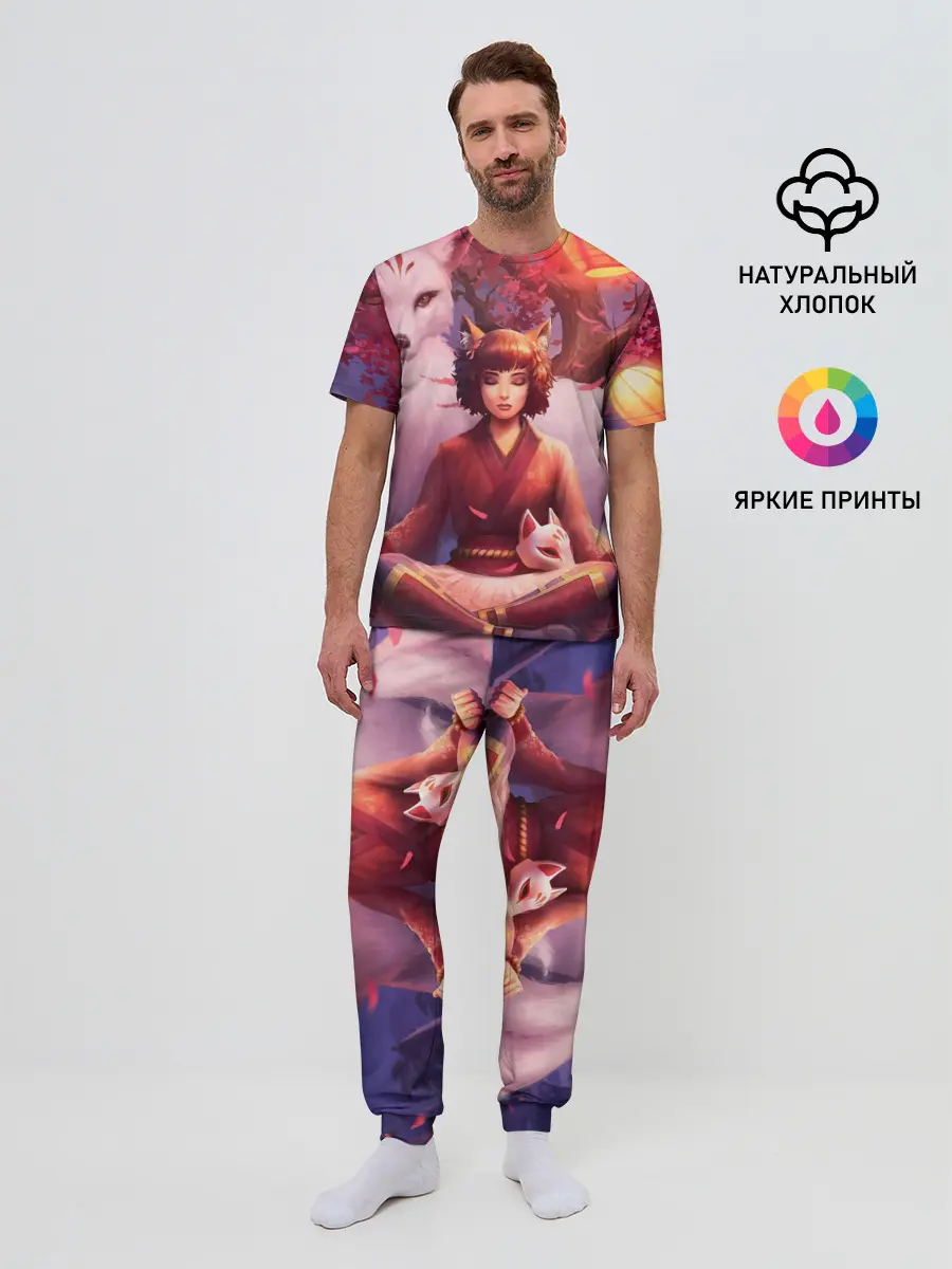 Мужская пижама с брюками / Девушка-лиса