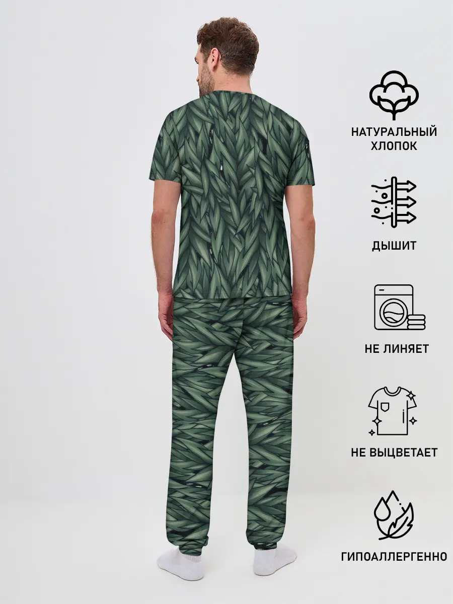 Мужская пижама с брюками / Листья