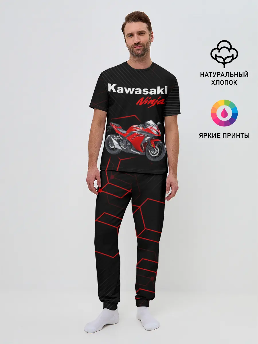 Мужская пижама с брюками / KAWASAKI NINJA / КАВАСАКИ