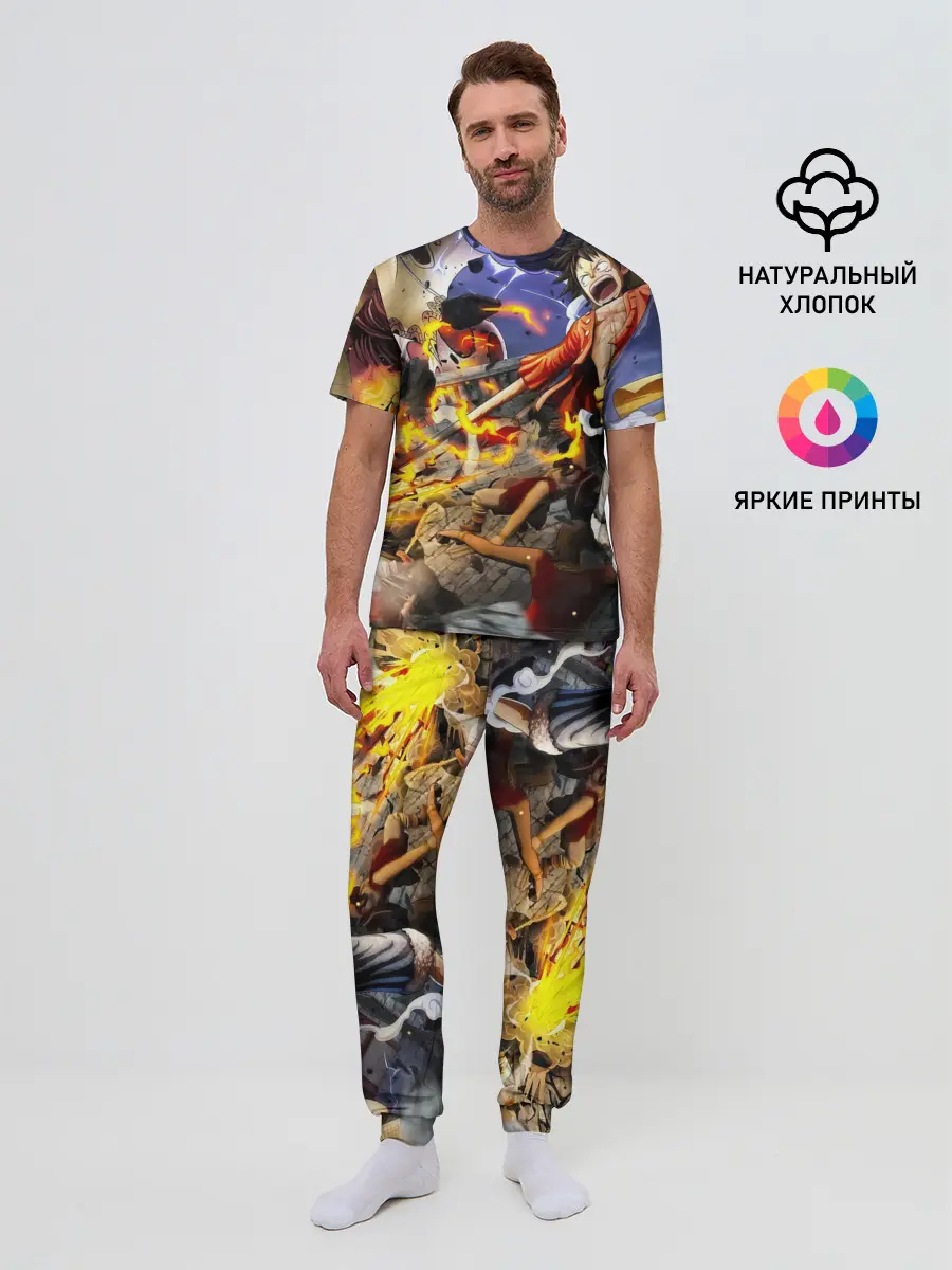 Мужская пижама с брюками / Экшен One Piece. Большой куш