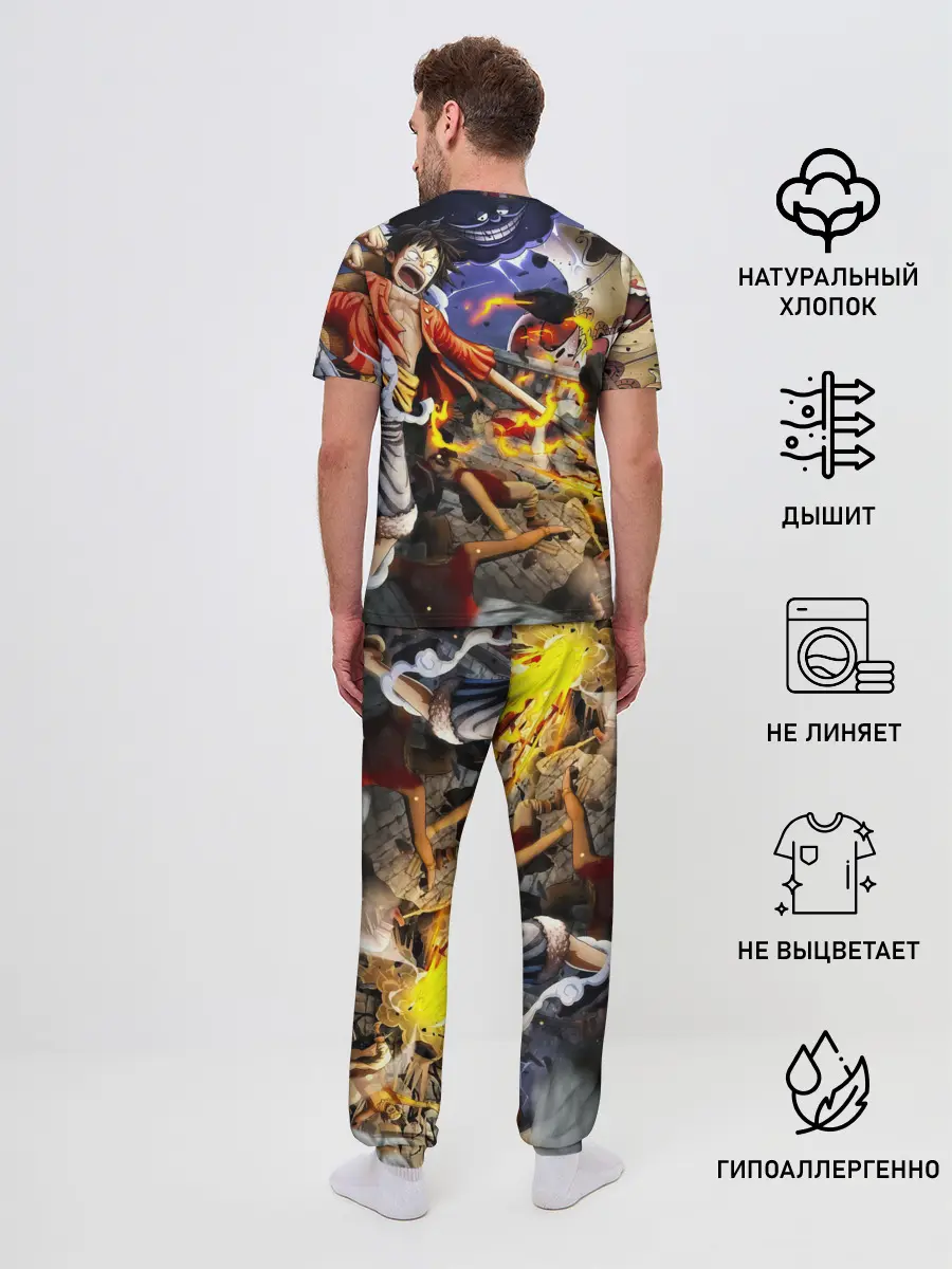 Мужская пижама с брюками / Экшен One Piece. Большой куш
