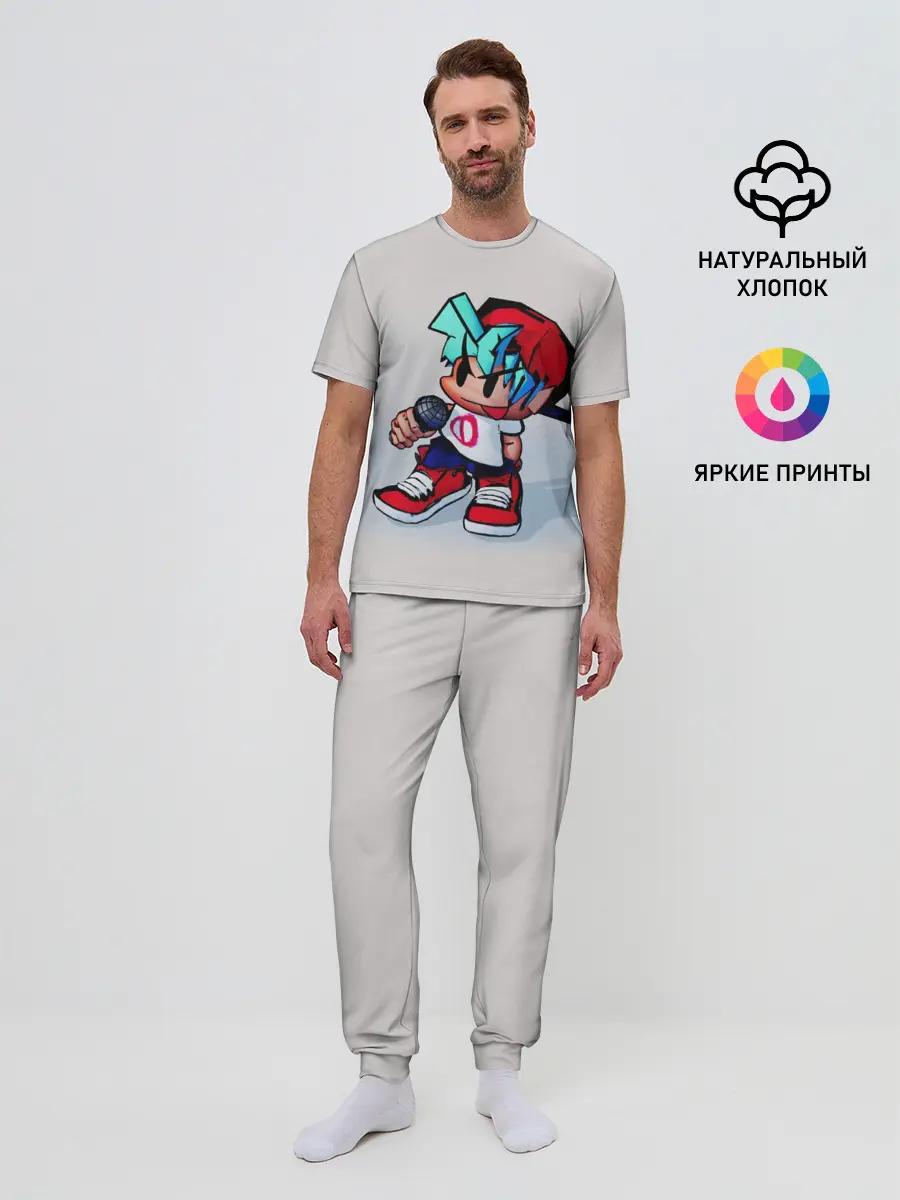 Мужская пижама с брюками / Бойфренд с микрофоном