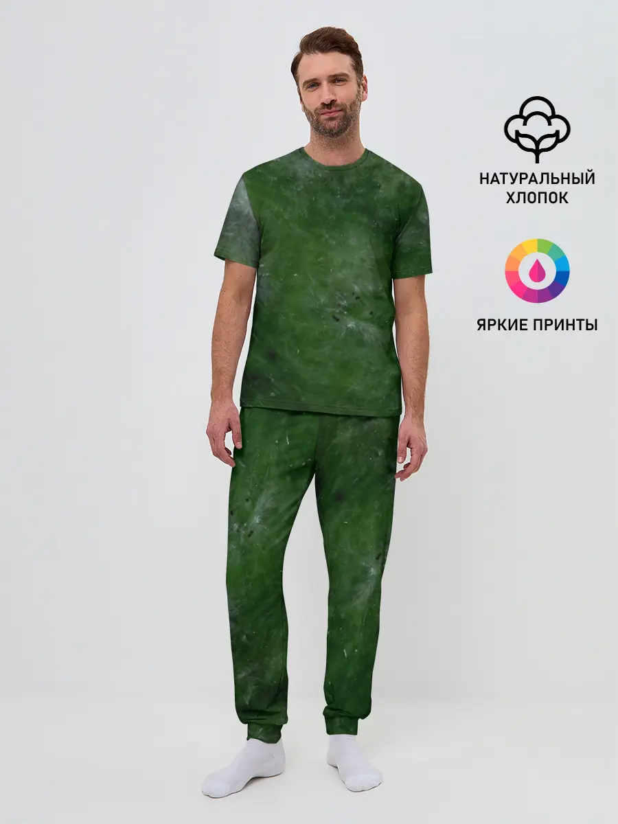 Мужская пижама с брюками / Точки На нефритовом Фоне