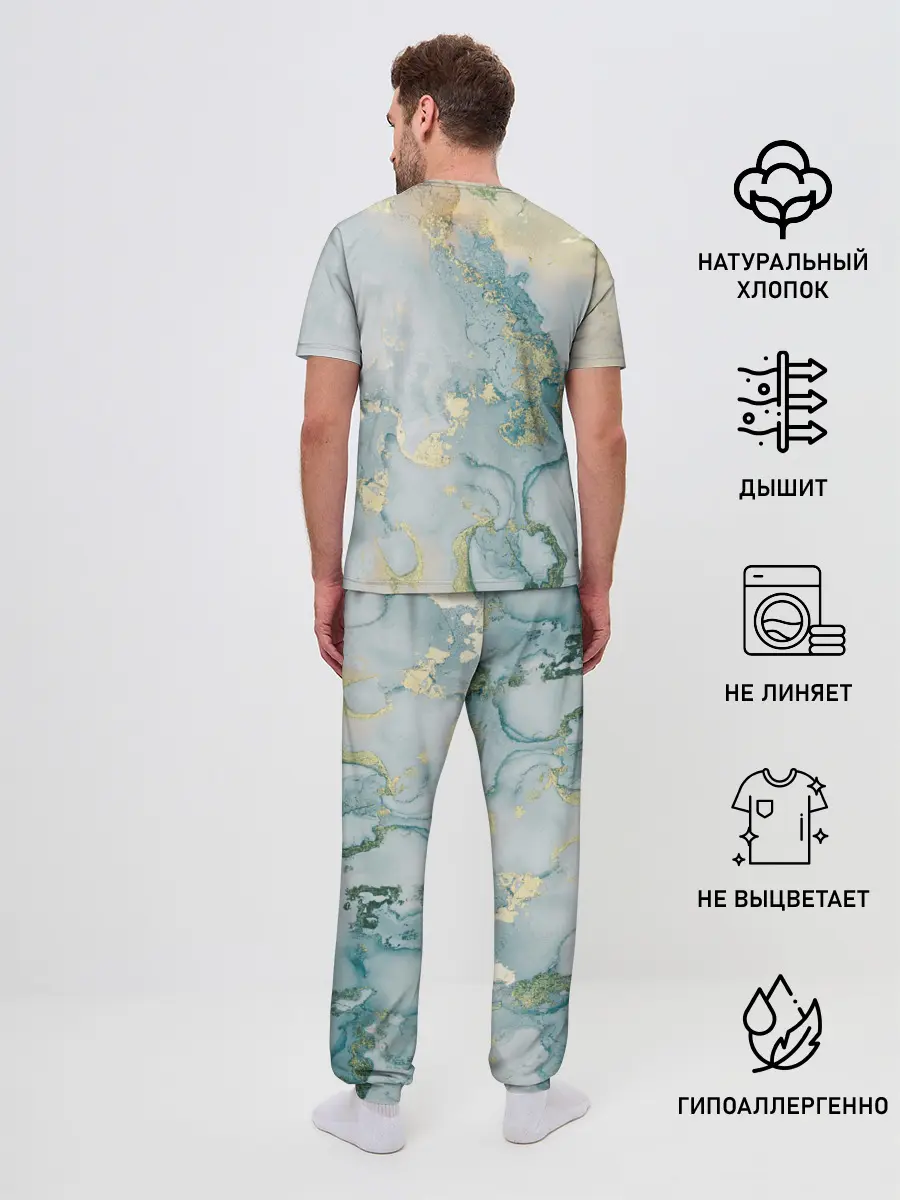 Мужская пижама с брюками / Абстрактный мрамор