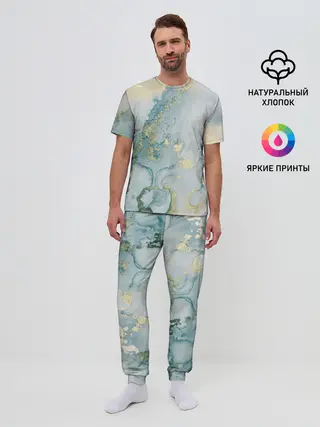 Мужская пижама с брюками / Абстрактный мрамор