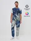 Мужская пижама с брюками / Серо-синее абстрактное