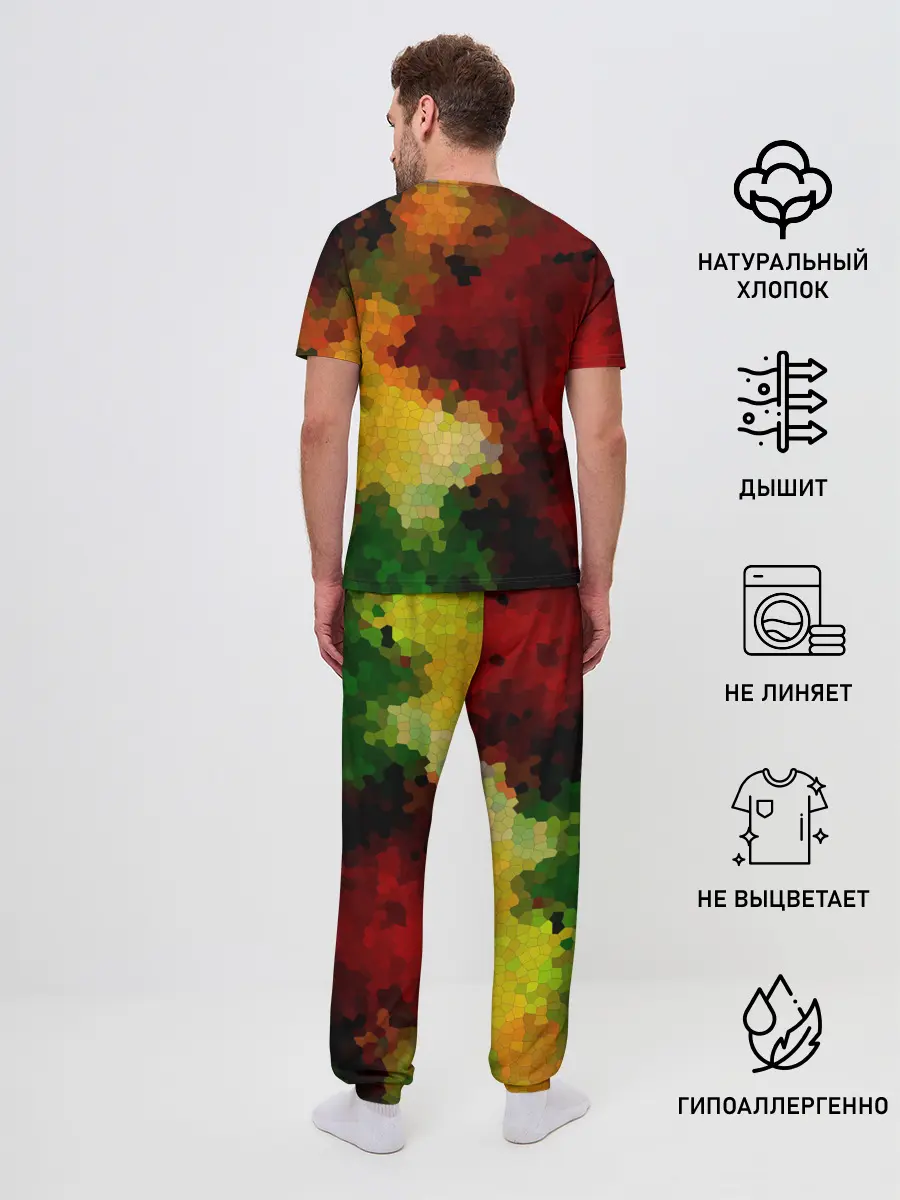 Мужская пижама с брюками / Абстрактная мазаика витраж