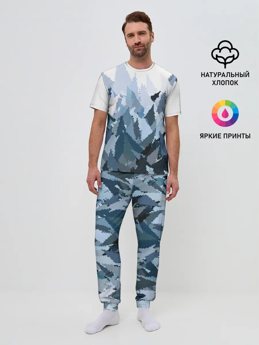 Мужская пижама с брюками / Абстрактная мазаика витраж