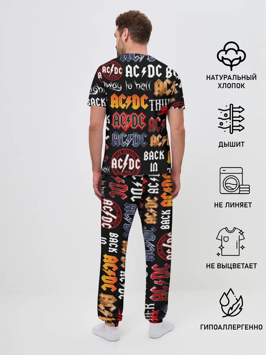 Мужская пижама с брюками / AC DC LOGOBOMBING