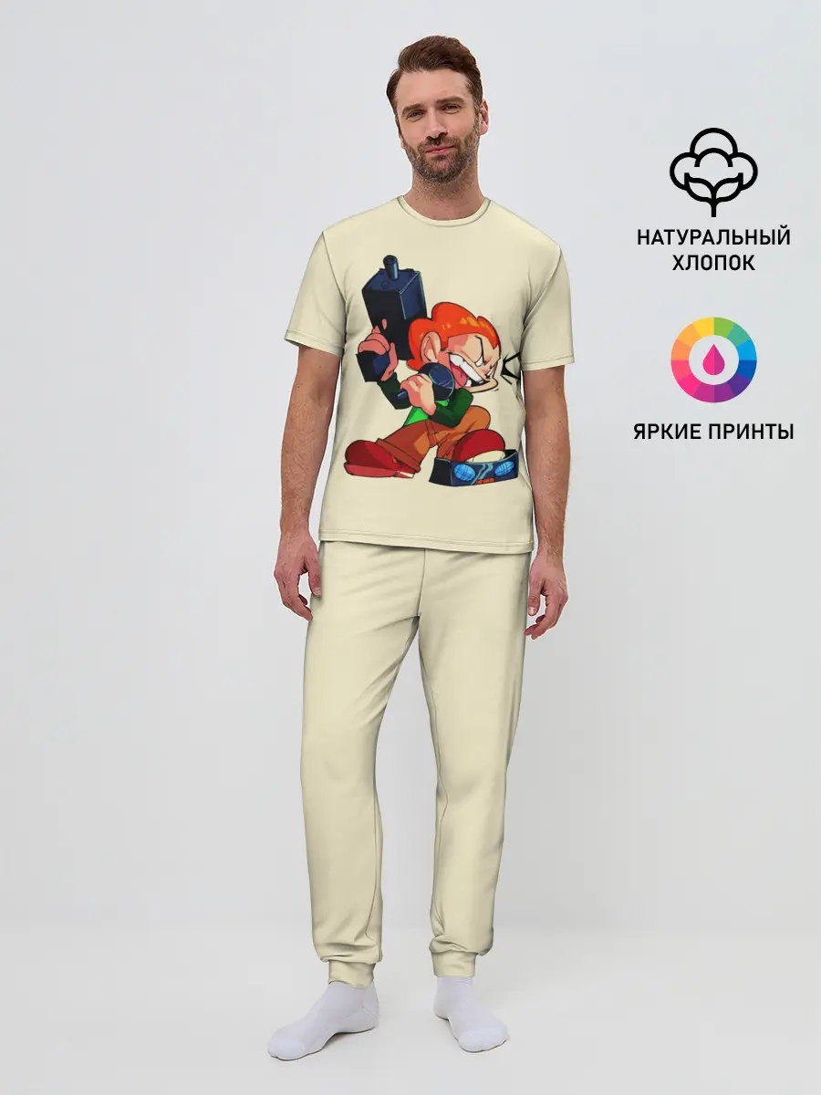 Мужская пижама с брюками / Пико с оружием