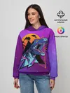 Женское худи / Retrowave Neon Dinosaur