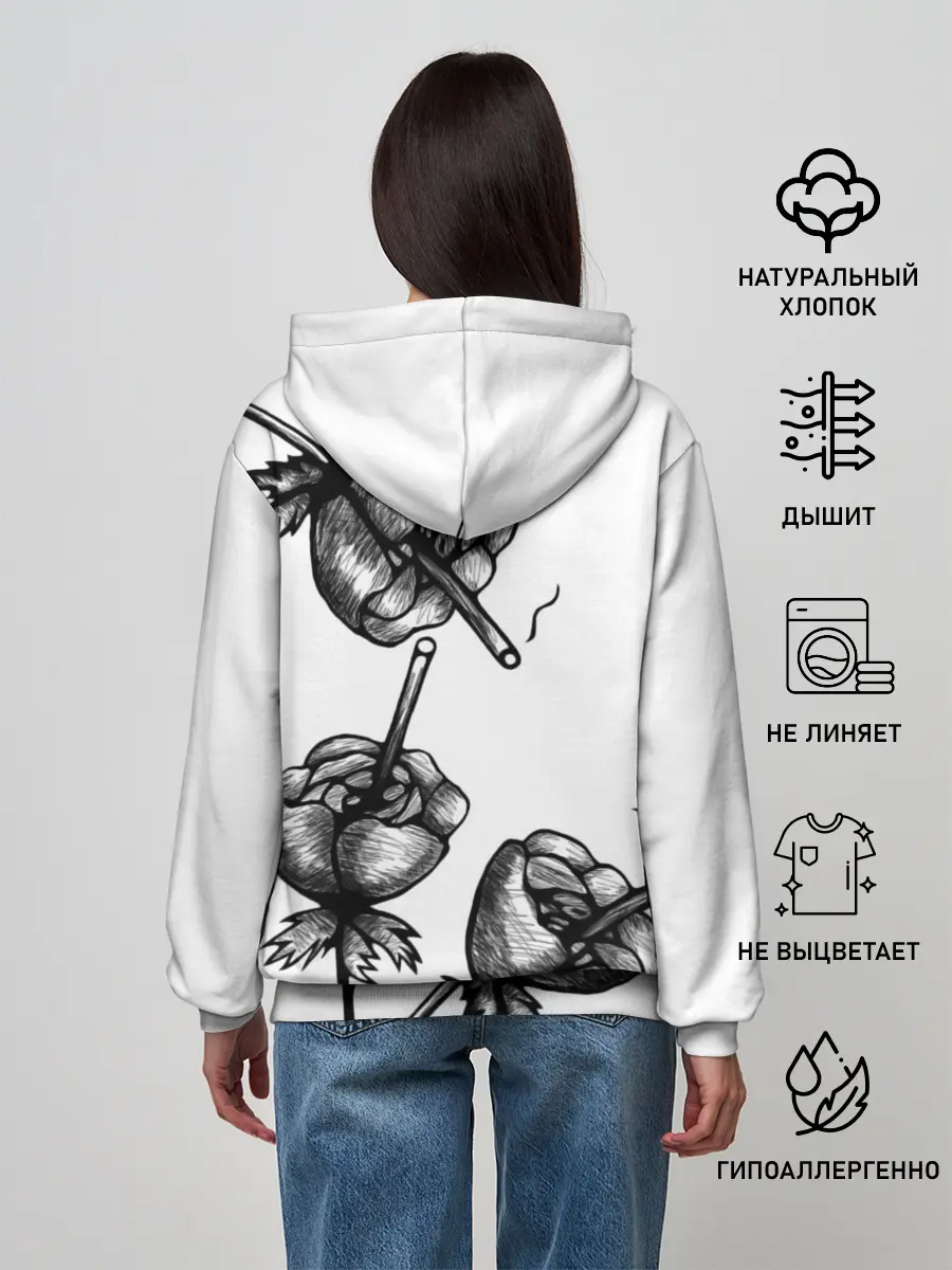 Женское худи / Дымящие розы