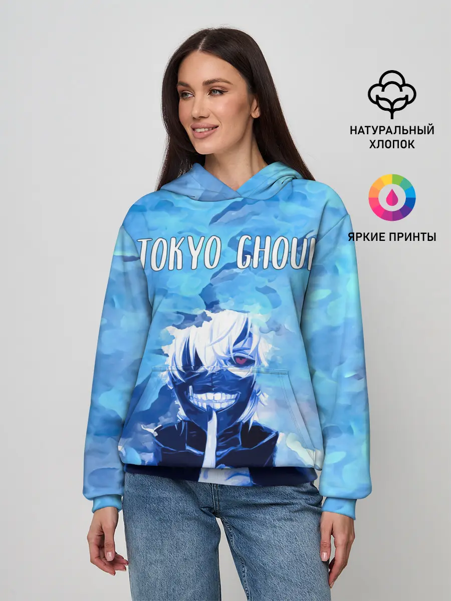 Женское худи / Kaneki Ken на синем фоне