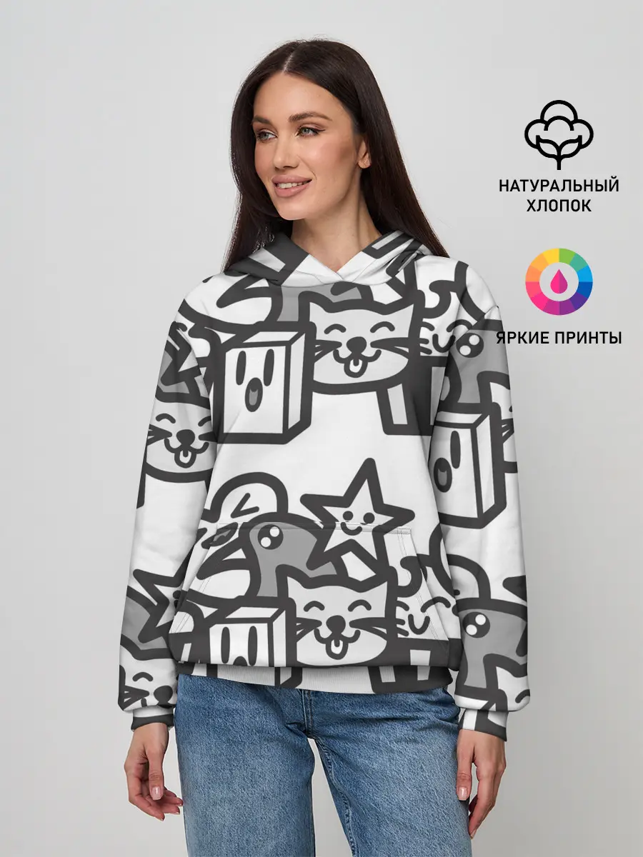 Женское худи / Чёрно-белые дудлы