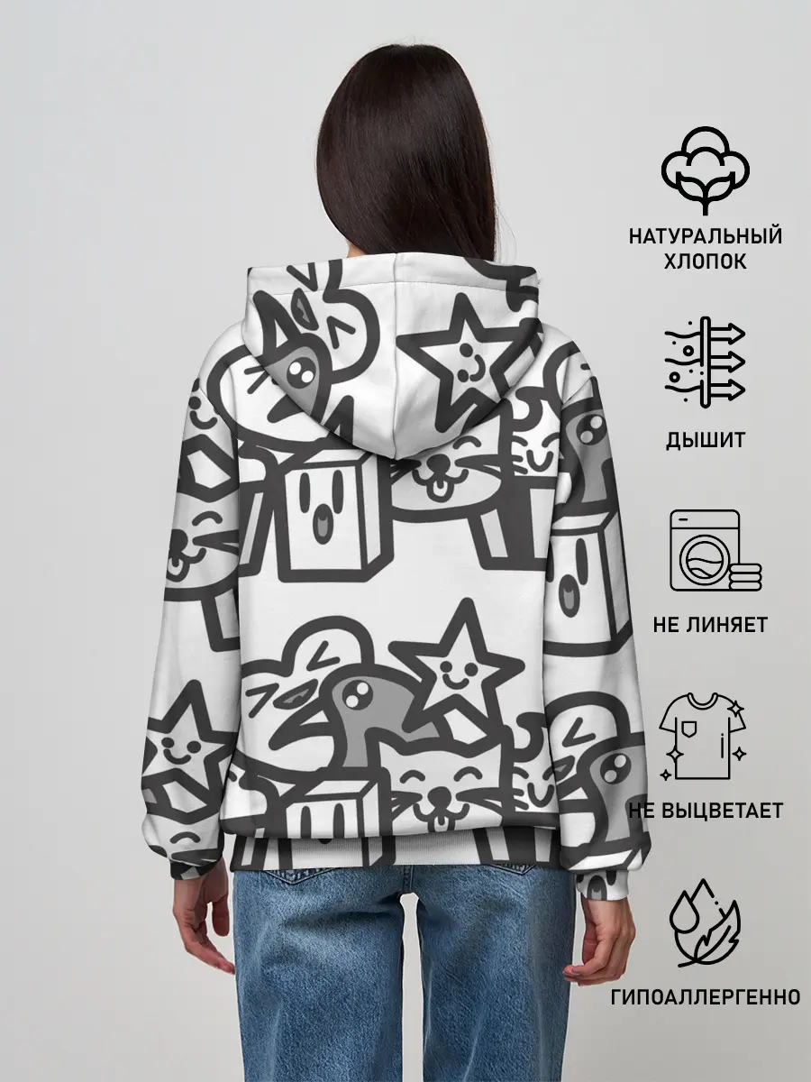 Женское худи / Чёрно-белые дудлы