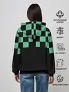 Женское худи / Kamado Tanjiro зеленые квадраты