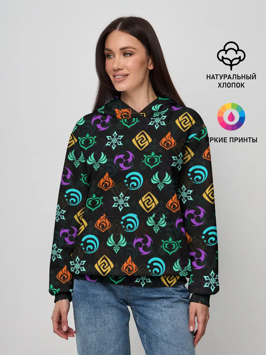 Женское худи / GENSHIN IMPACT ЭМБЛЕМЫ / ГЕНШИН ИМПАКТ