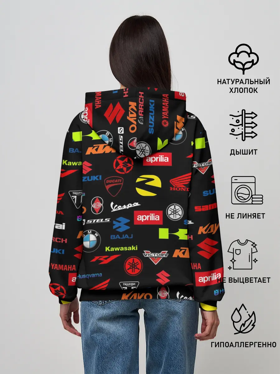 Женское худи / Motorcycle pattern | Мото паттерн