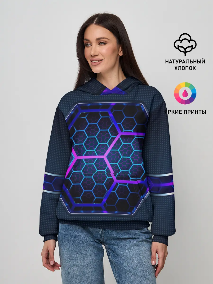 Женское худи / Цветные соты 3D