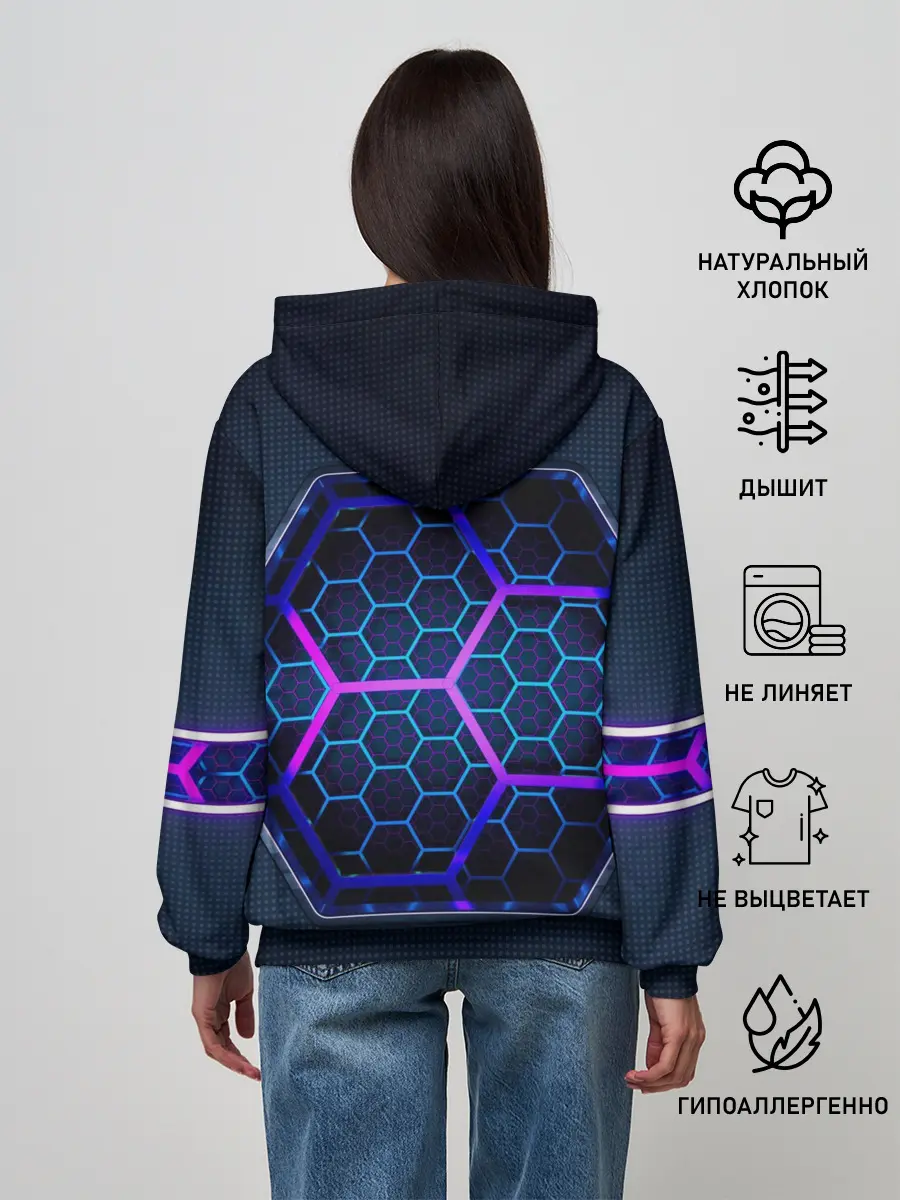 Женское худи / Цветные соты 3D