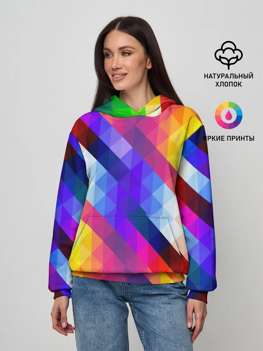 Женское худи / Пиксельная радуга