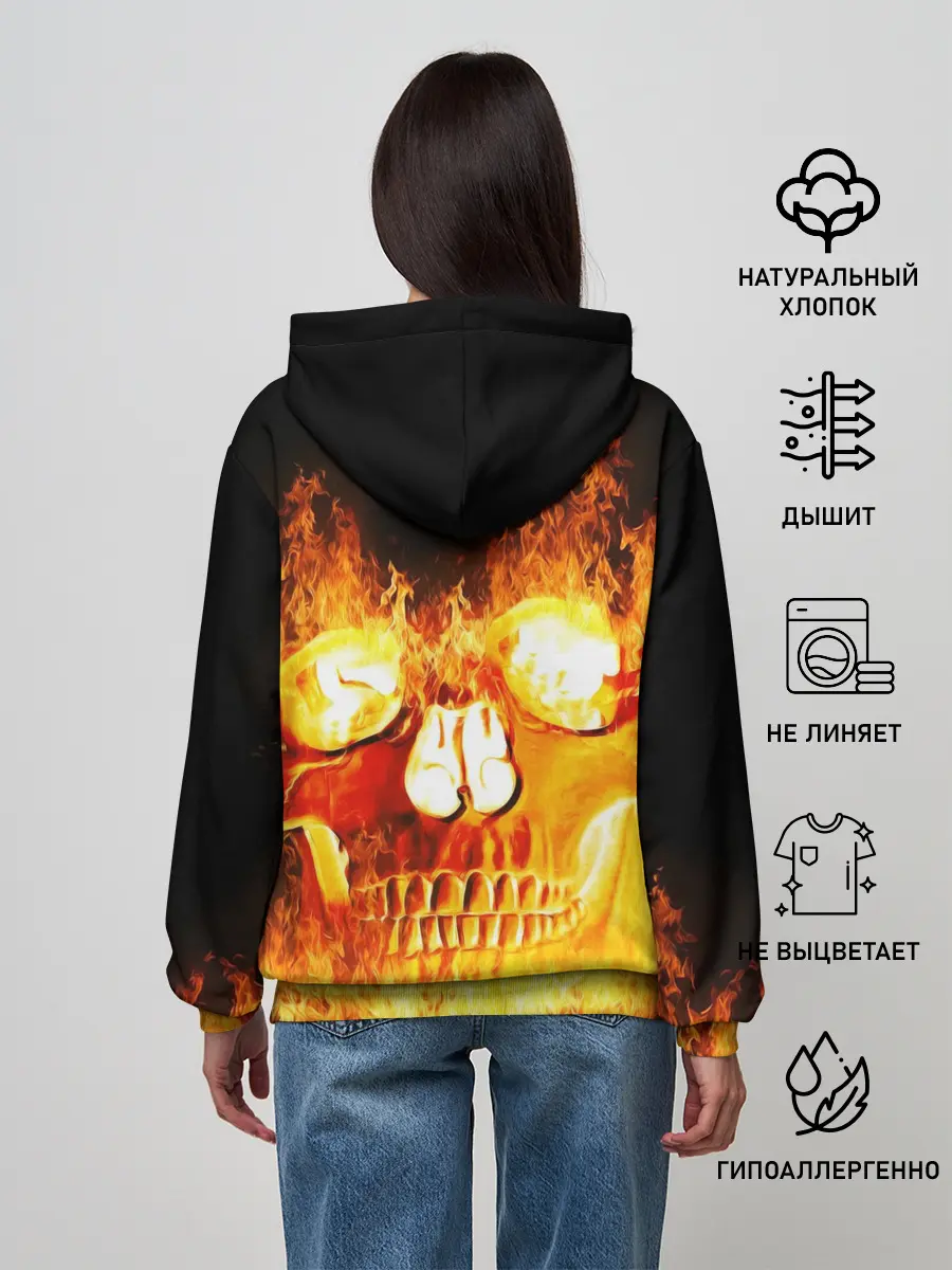 Женское худи / Огненный череп