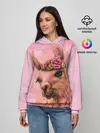 Женское худи / лама с цветами