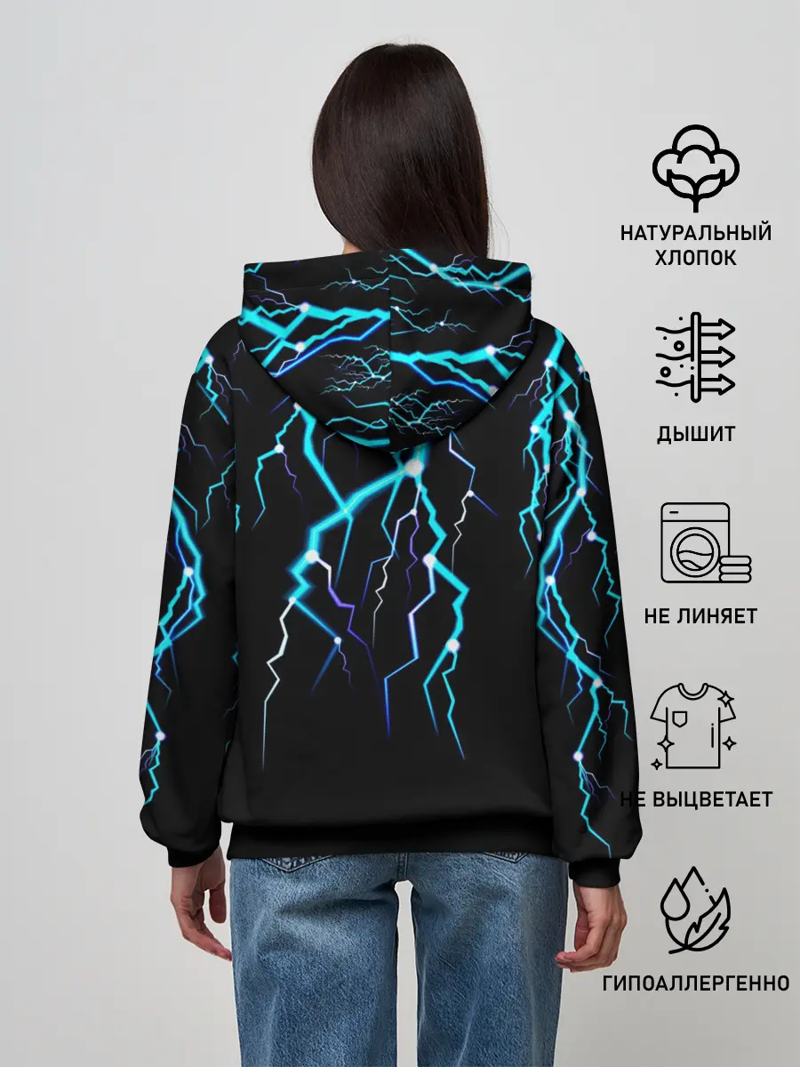 Женское худи / МОЛНИИ ДЕВУШКА ЦВЕТЫ