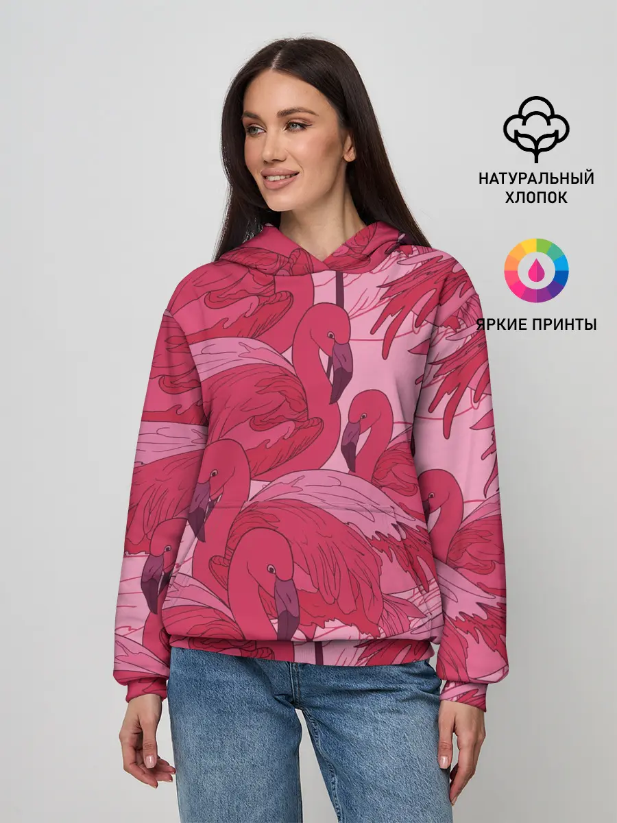 Женское худи / розовые фламинго