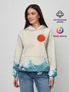 Женское худи / Японский Стиль Волны и Солнце