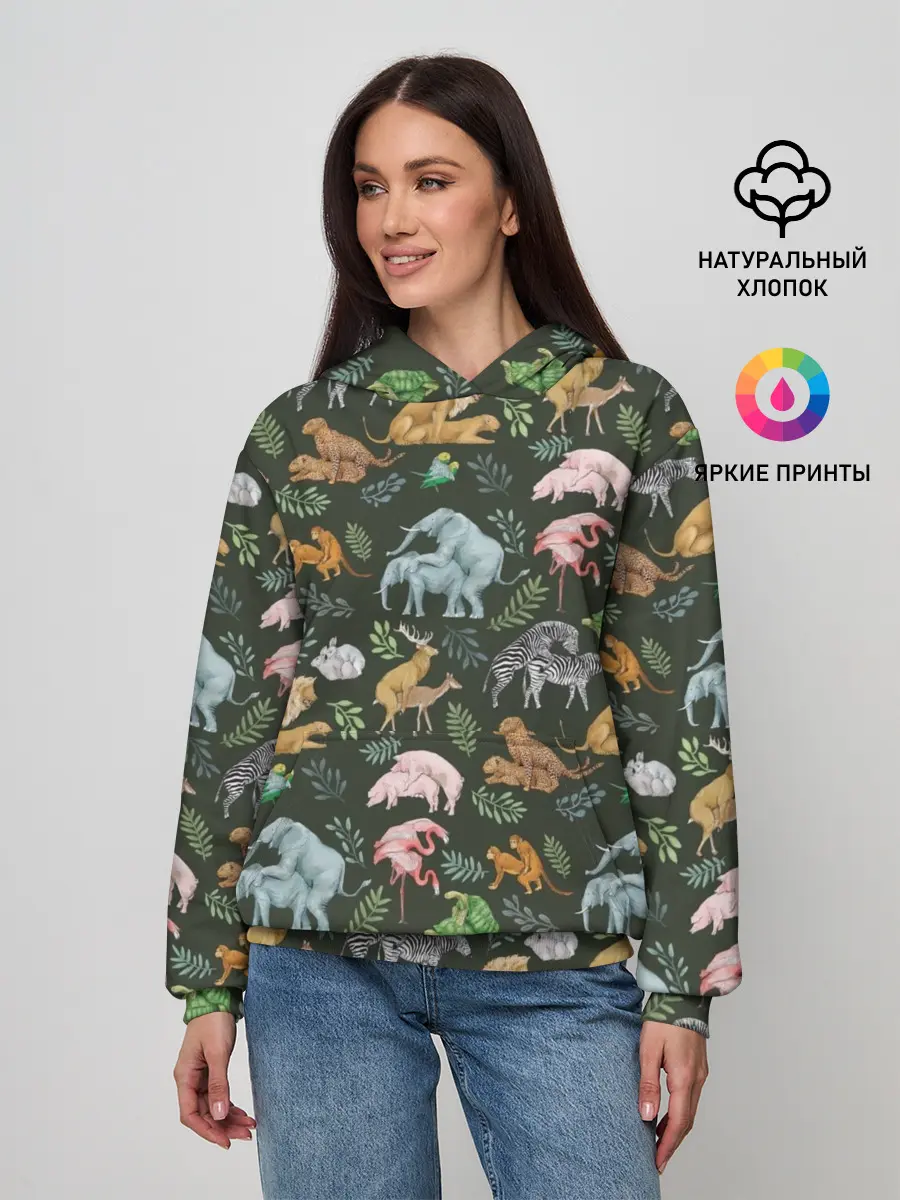 Женское худи / Дикие Звери Паттерн