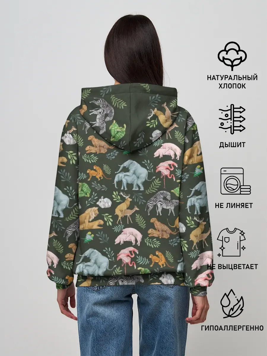 Женское худи / Дикие Звери Паттерн