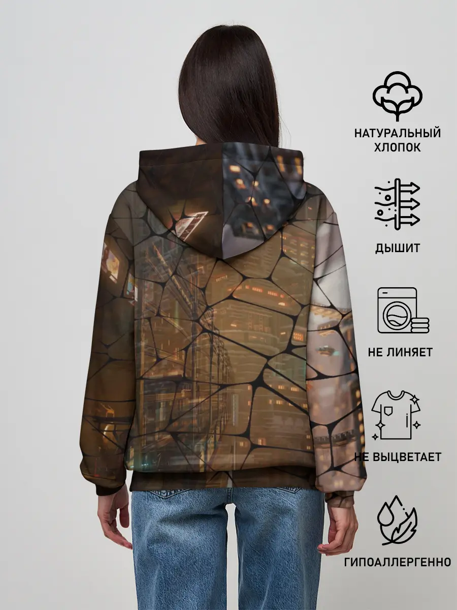 Женское худи / Киберпанк - Город в паутинке