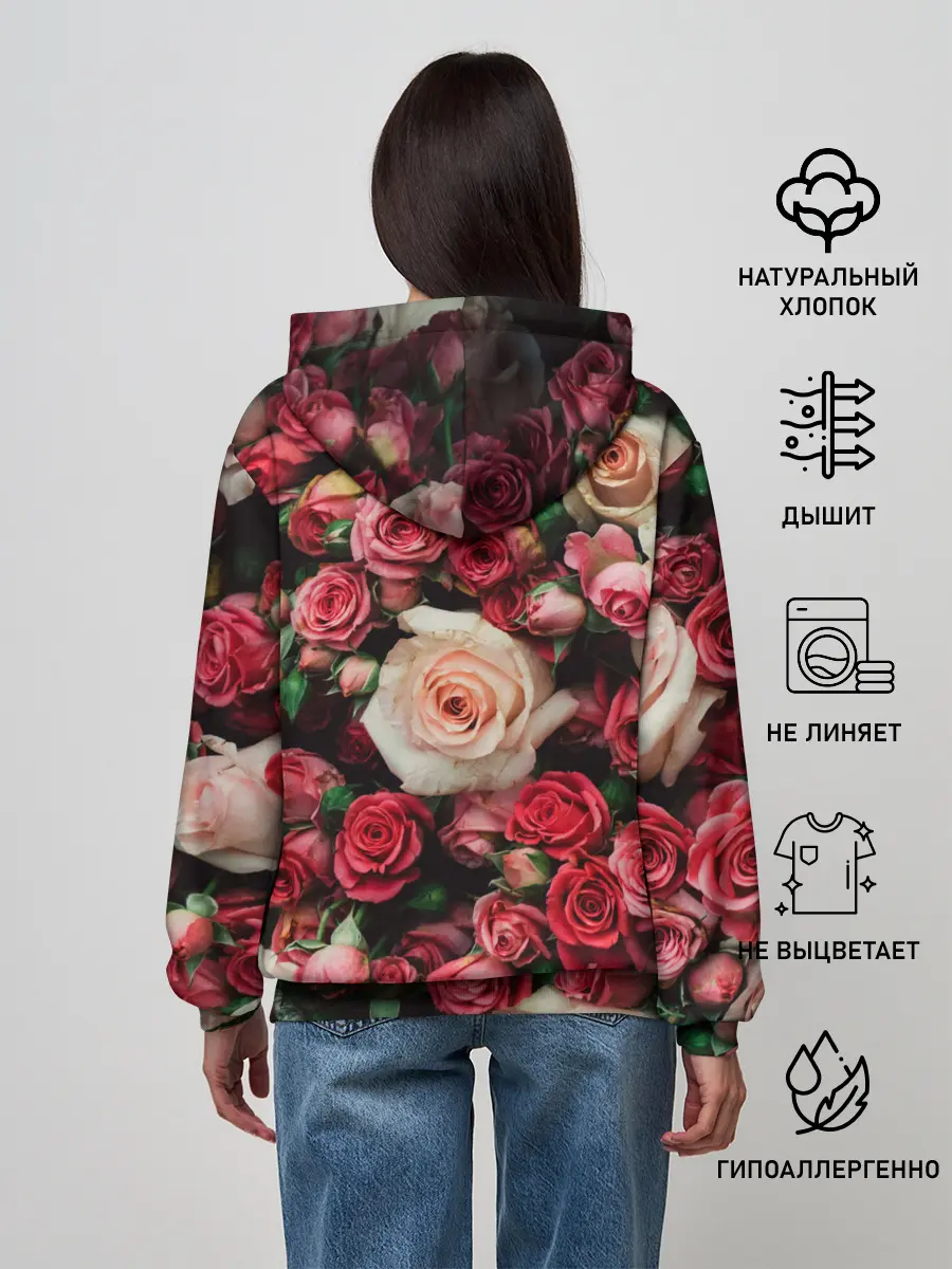 Женское худи / ROSE NEON | РОЗЫ НЕОН