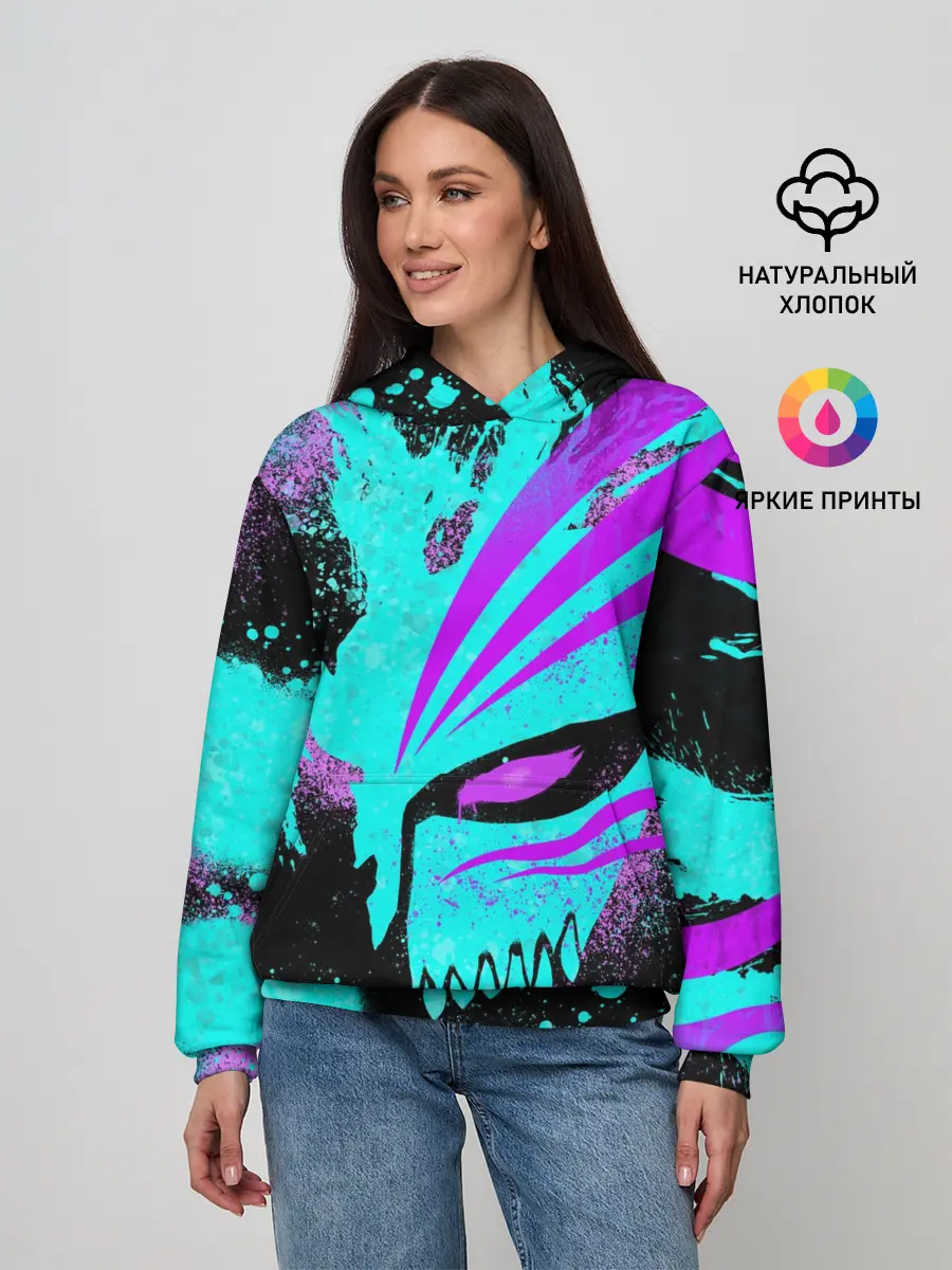 Женское худи / БЛИЧ МАСКА ПУСТОГО НЕОН