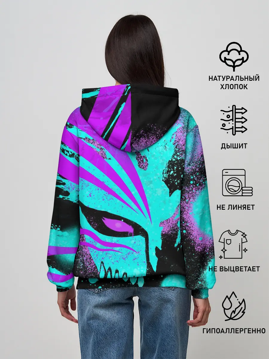 Женское худи / БЛИЧ МАСКА ПУСТОГО НЕОН