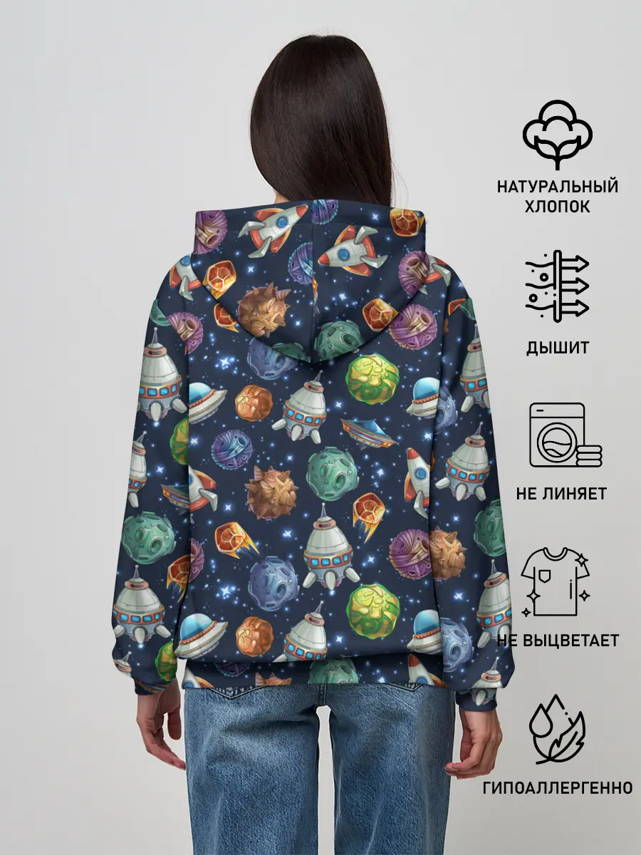 Женское худи / Мультяшные планеты