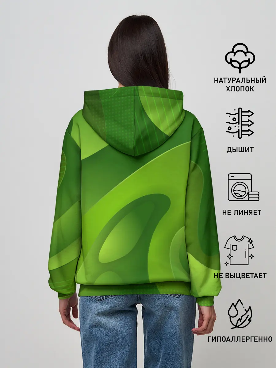 Женское худи / 3d Green abstract