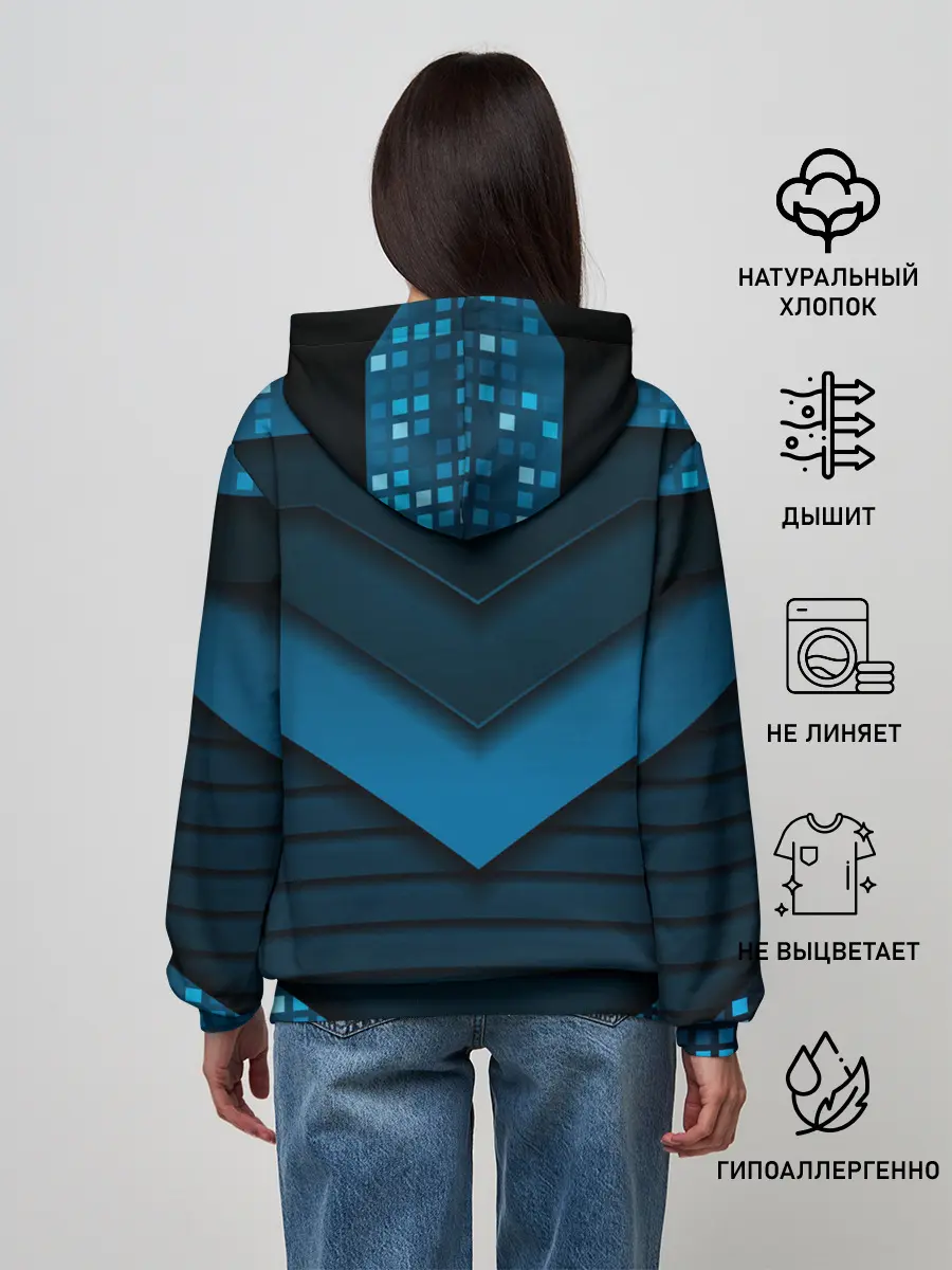 Женское худи / 3D luxury blue abstract