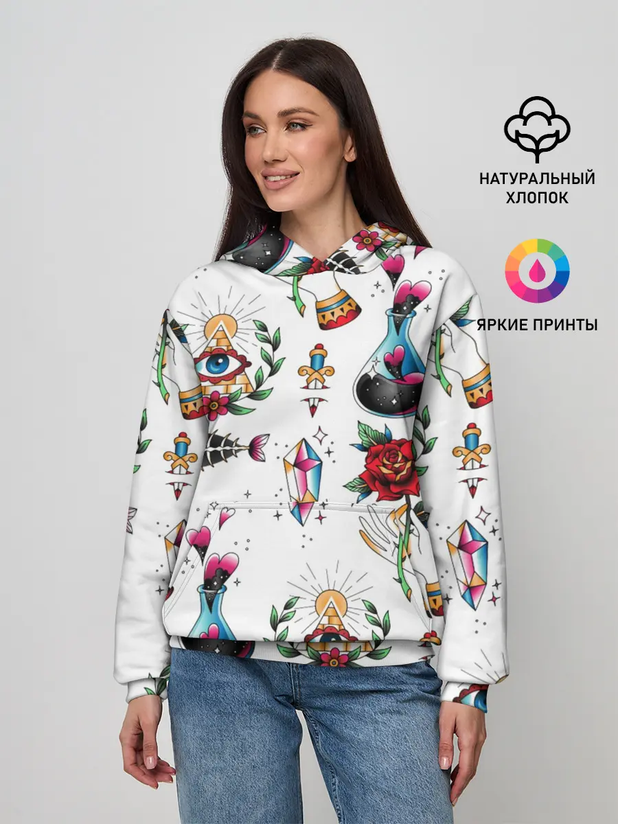 Женское худи / Old school tattoo