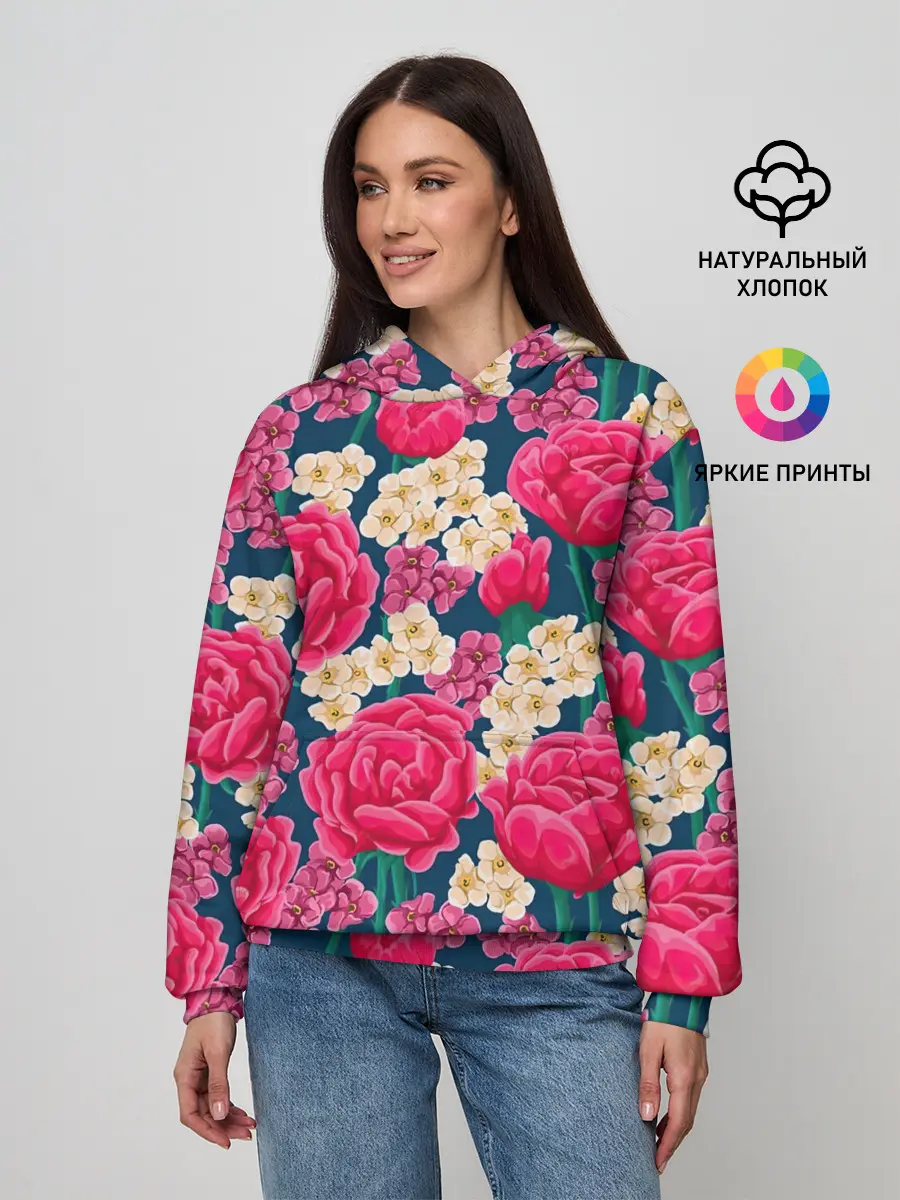 Женское худи / Поле роз