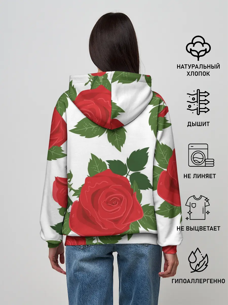 Женское худи / Большие розы