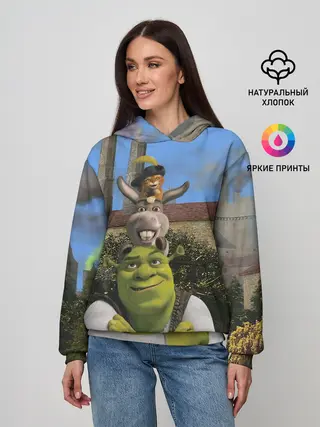 Женское худи / Шрек, Кот и Осёл