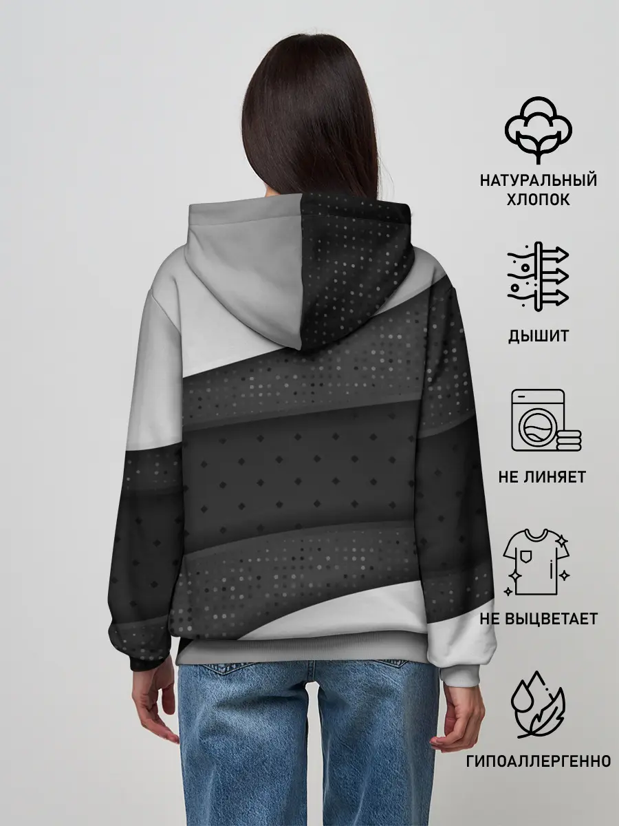 Женское худи / 3D luxury style silver black