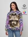 Женское худи / Енот среди цветов