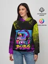 Женское худи / PUBG RETRO NEON / ПАБГ НЕОН