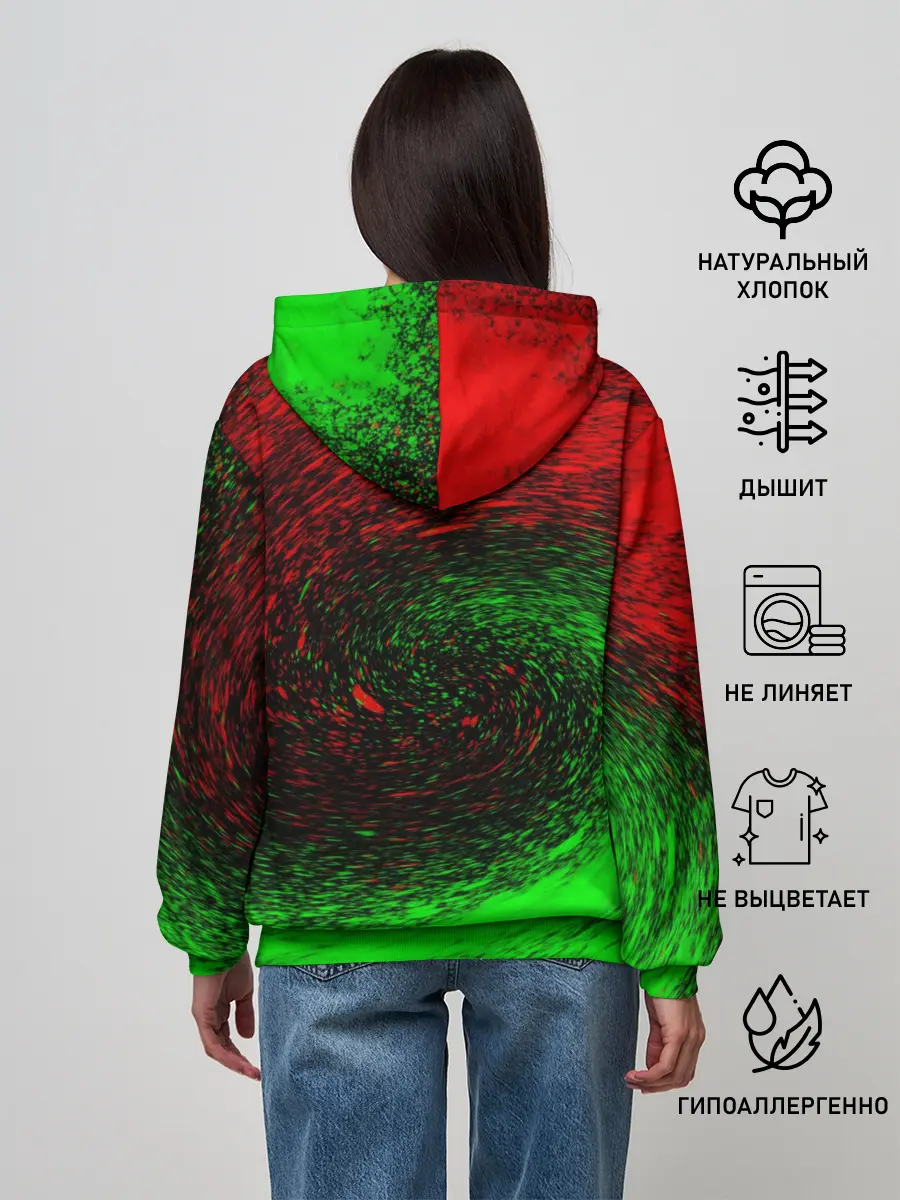 Женское худи / КРАСНАЯ И ЗЕЛЕНАЯ КРАСКА