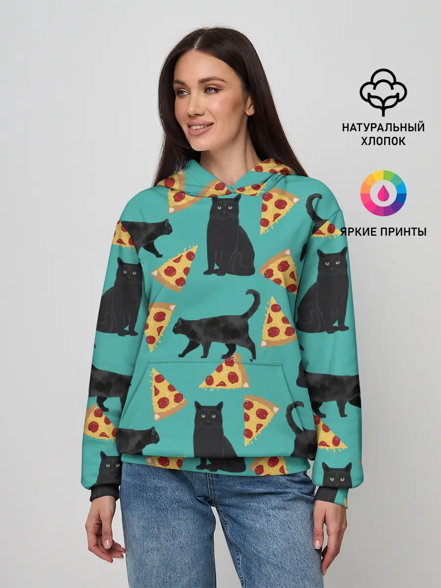 Женское худи / Котики и Пиццы