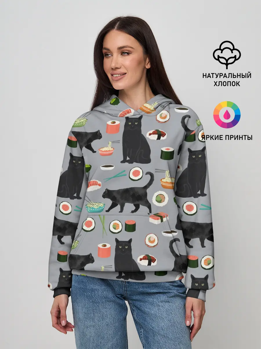 Женское худи / Котики и Суши